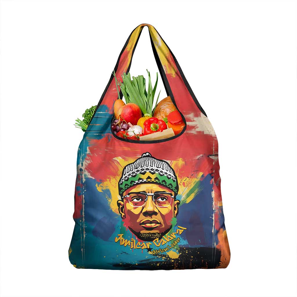 Amilcar Cabral Grocery Bag Armed Activist Quote Raised Fist African Liberation Tribute - Colorful Paint Stroke - African Pride