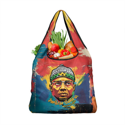 Amilcar Cabral Grocery Bag Armed Activist Quote Raised Fist African Liberation Tribute - Colorful Paint Stroke - African Pride