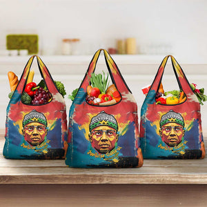 Amilcar Cabral Grocery Bag Armed Activist Quote Raised Fist African Liberation Tribute - Colorful Paint Stroke - African Pride