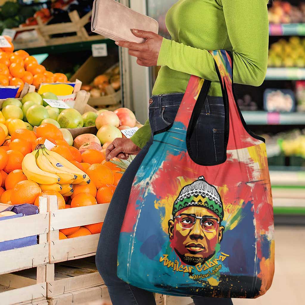 Amilcar Cabral Grocery Bag Armed Activist Quote Raised Fist African Liberation Tribute - Colorful Paint Stroke - African Pride