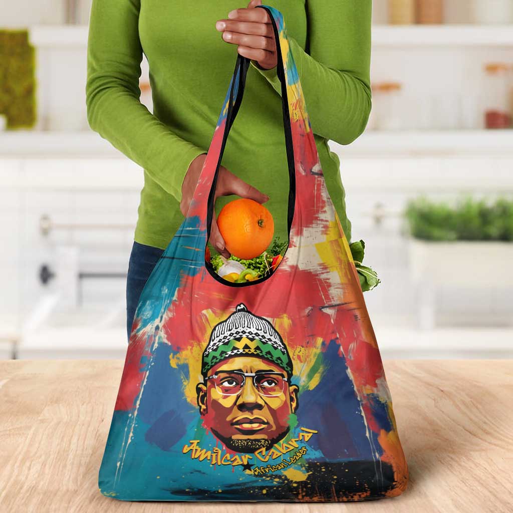 Amilcar Cabral Grocery Bag Armed Activist Quote Raised Fist African Liberation Tribute - Colorful Paint Stroke - African Pride