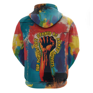 Amilcar Cabral Hoodie Armed Activist Quote Raised Fist African Liberation Tribute - Colorful Paint Stroke - African Pride