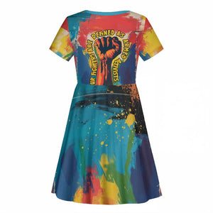 Amilcar Cabral Kid Short Sleeve Dress Armed Activist Quote Raised Fist African Liberation Tribute - Colorful Paint Stroke - African Pride