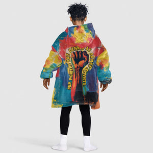 Amilcar Cabral Kid Wearable Blanket Hoodie Armed Activist Quote Raised Fist African Liberation Tribute - Colorful Paint Stroke - African Pride