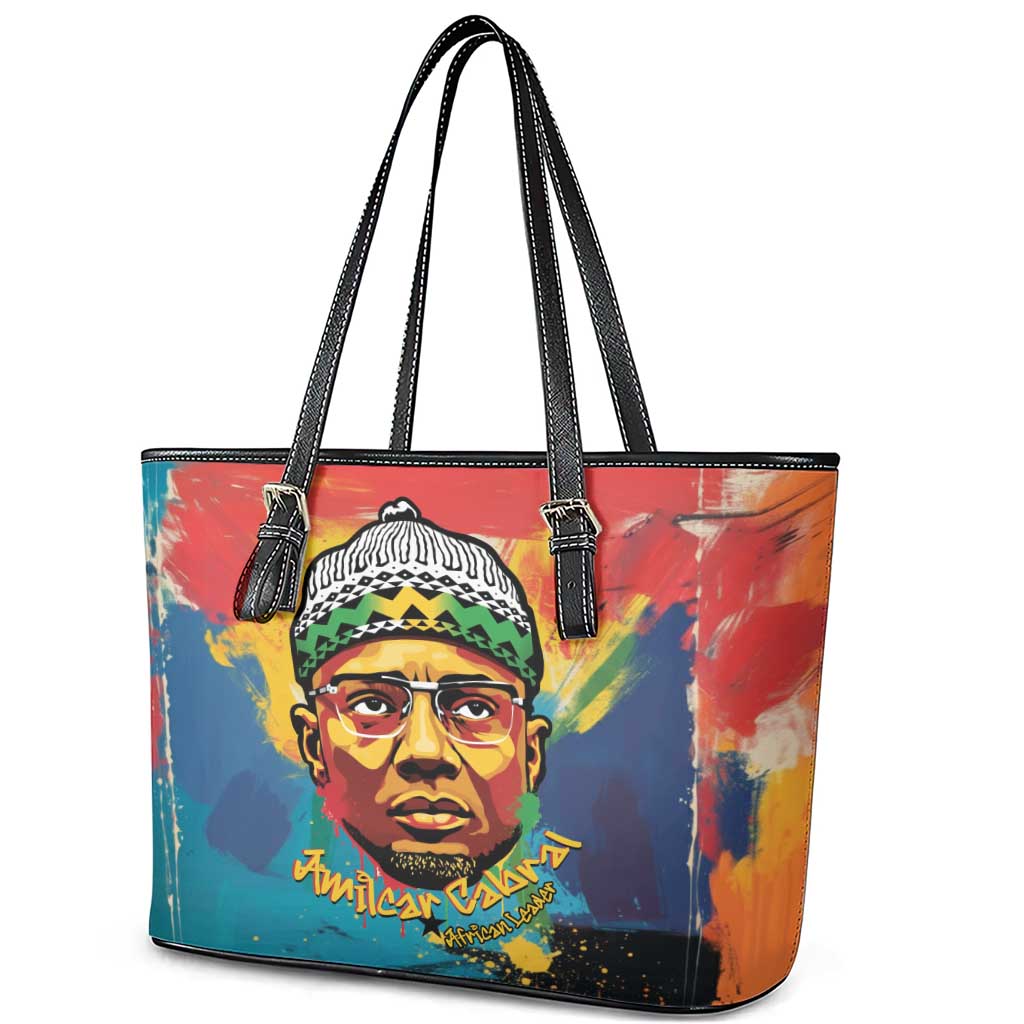 Amilcar Cabral Leather Tote Bag Armed Activist Quote Raised Fist African Liberation Tribute - Colorful Paint Stroke - African Pride