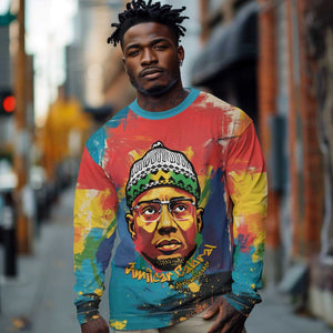Amilcar Cabral Long Sleeve Shirt Armed Activist Quote Raised Fist African Liberation Tribute - Colorful Paint Stroke - African Pride