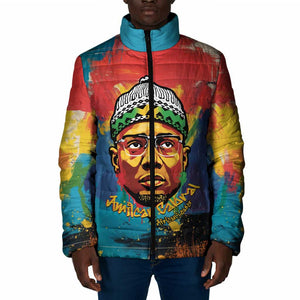 Amilcar Cabral Padded Jacket Armed Activist Quote Raised Fist African Liberation Tribute - Colorful Paint Stroke - African Pride