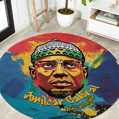 Amilcar Cabral Round Carpet Armed Activist Quote Raised Fist African Liberation Tribute - Colorful Paint Stroke - African Pride