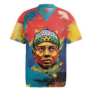 Amilcar Cabral Rugby Jersey Armed Activist Quote Raised Fist African Liberation Tribute - Colorful Paint Stroke - African Pride
