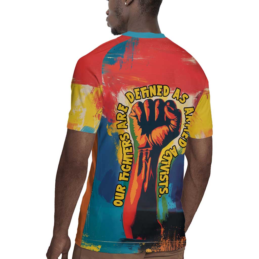 Amilcar Cabral Rugby Jersey Armed Activist Quote Raised Fist African Liberation Tribute - Colorful Paint Stroke - African Pride