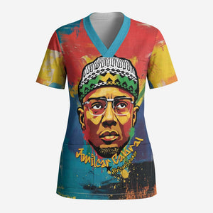 Amilcar Cabral Scrub Top Armed Activist Quote Raised Fist African Liberation Tribute - Colorful Paint Stroke - African Pride