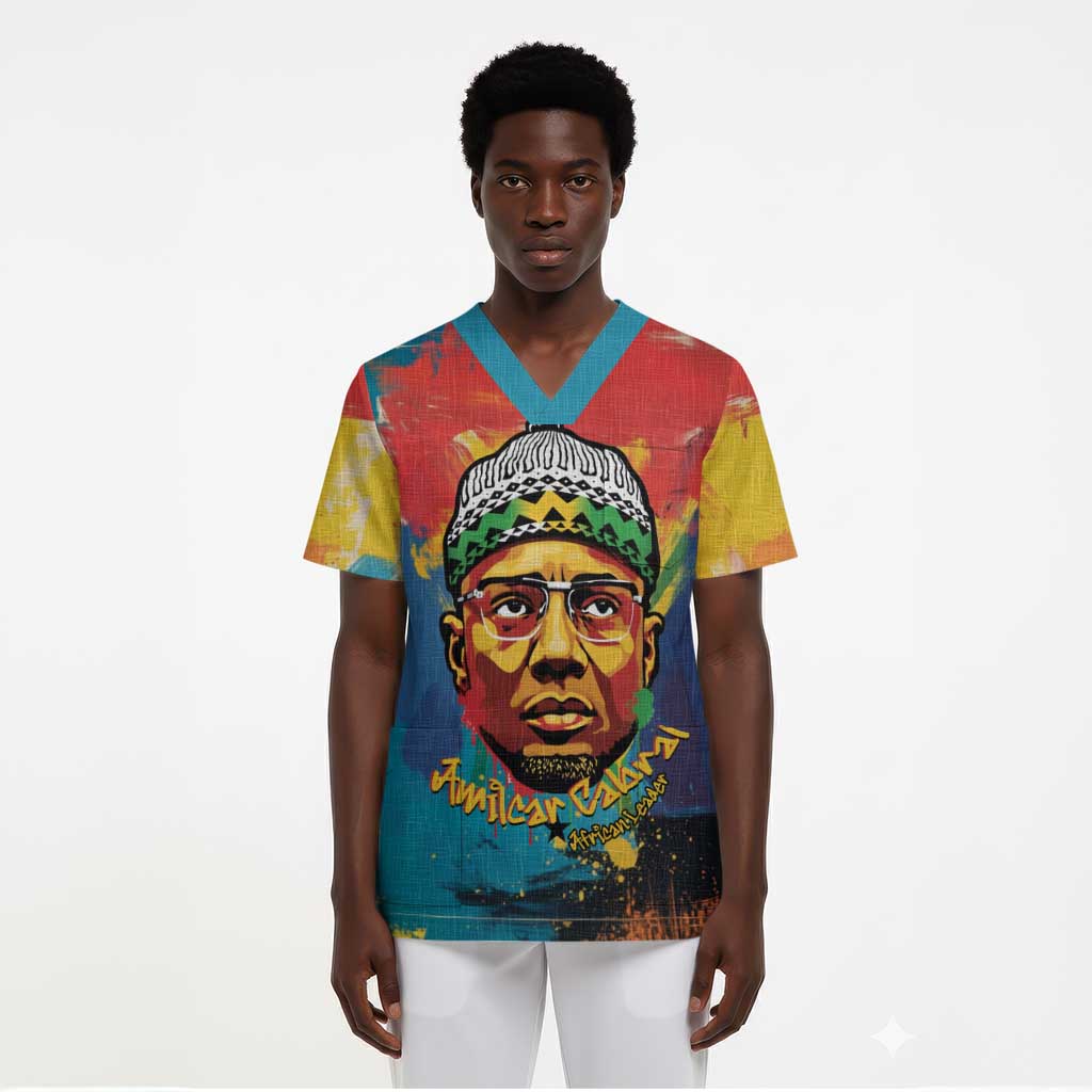 Amilcar Cabral Scrub Top Armed Activist Quote Raised Fist African Liberation Tribute - Colorful Paint Stroke - African Pride