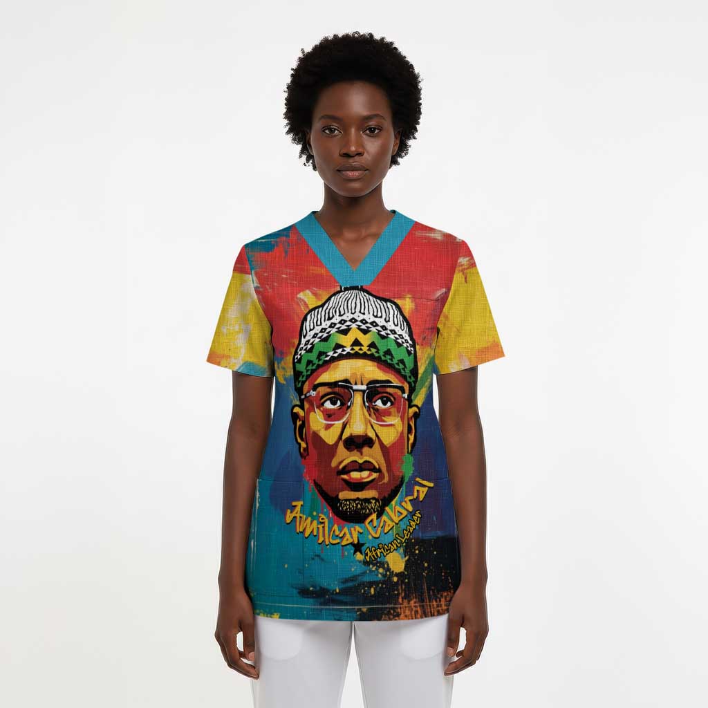 Amilcar Cabral Scrub Top Armed Activist Quote Raised Fist African Liberation Tribute - Colorful Paint Stroke - African Pride