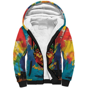 Amilcar Cabral Sherpa Hoodie Armed Activist Quote Raised Fist African Liberation Tribute - Colorful Paint Stroke - African Pride