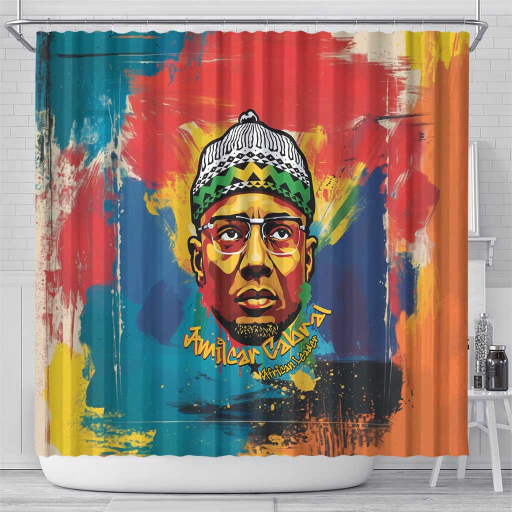 Amilcar Cabral Shower Curtain Armed Activist Quote Raised Fist African Liberation Tribute - Colorful Paint Stroke - African Pride