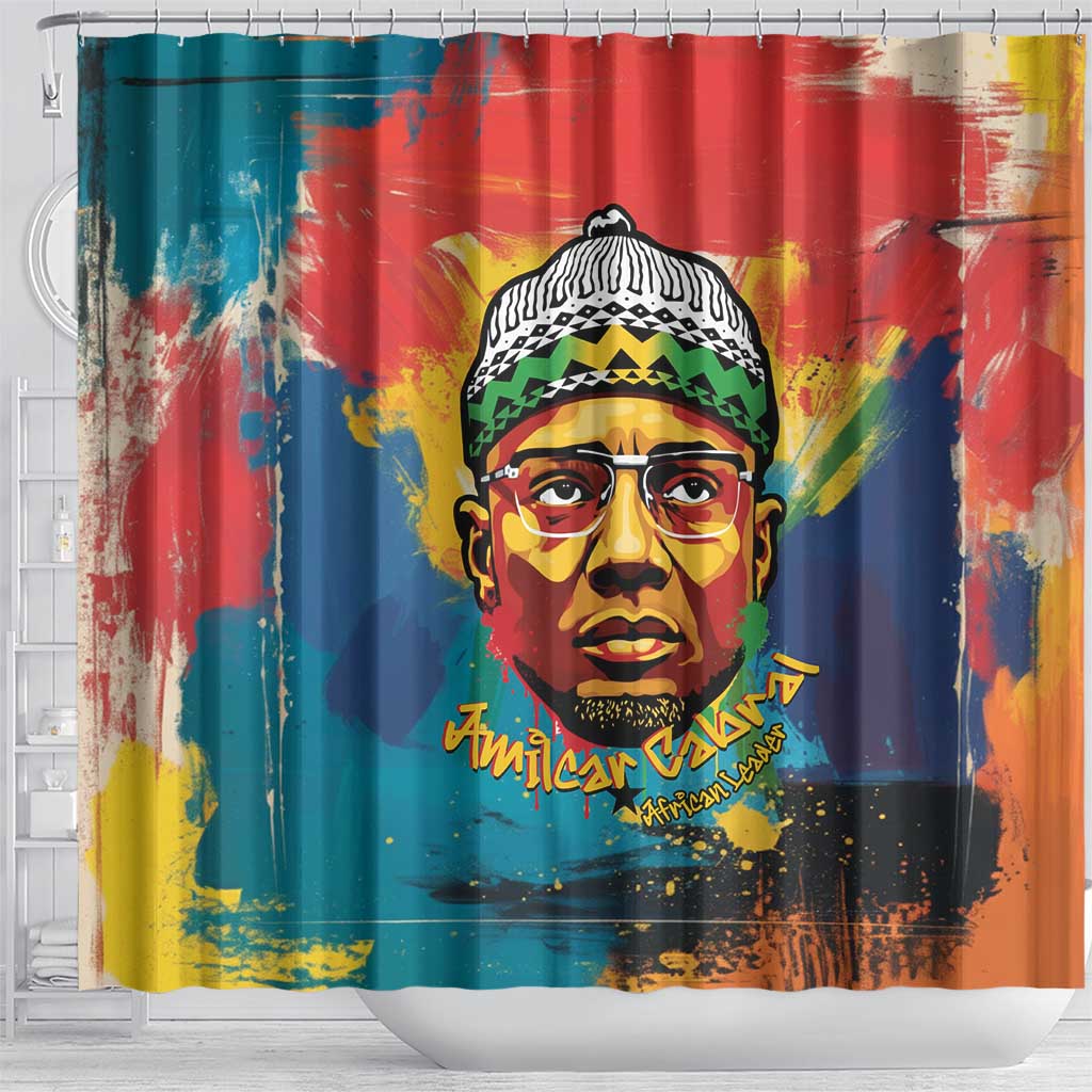 Amilcar Cabral Shower Curtain Armed Activist Quote Raised Fist African Liberation Tribute - Colorful Paint Stroke - African Pride