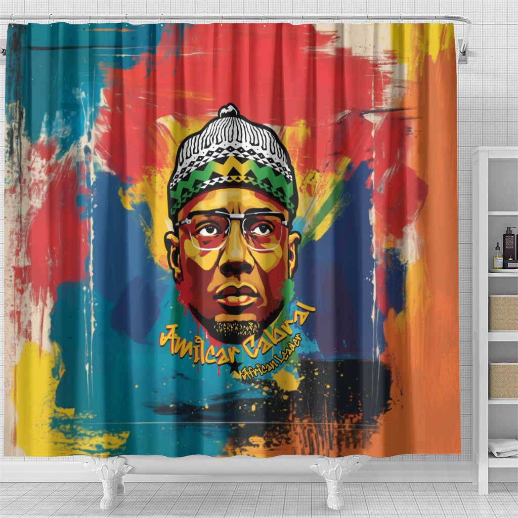 Amilcar Cabral Shower Curtain Armed Activist Quote Raised Fist African Liberation Tribute - Colorful Paint Stroke - African Pride