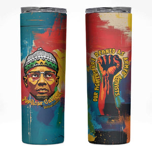 Amilcar Cabral Skinny Tumbler Armed Activist Quote Raised Fist African Liberation Tribute - Colorful Paint Stroke - African Pride