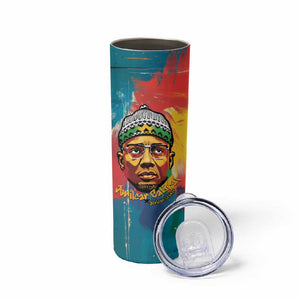 Amilcar Cabral Skinny Tumbler Armed Activist Quote Raised Fist African Liberation Tribute - Colorful Paint Stroke - African Pride