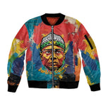 Amilcar Cabral Sleeve Zip Bomber Jacket Armed Activist Quote Raised Fist African Liberation Tribute - Colorful Paint Stroke - African Pride