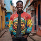 Amilcar Cabral Sleeve Zip Bomber Jacket Armed Activist Quote Raised Fist African Liberation Tribute - Colorful Paint Stroke - African Pride