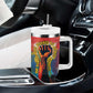 Amilcar Cabral Tumbler With Handle Armed Activist Quote Raised Fist African Liberation Tribute - Colorful Paint Stroke - African Pride