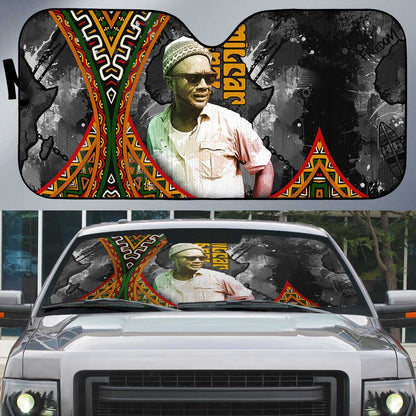 Amilcar Cabral Auto Sun Shade African Map with Chains Freedom Theme Revolutionary Liberation Tribute - African Pride