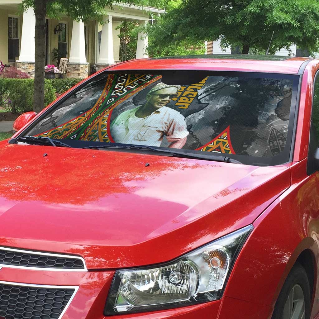 Amilcar Cabral Auto Sun Shade African Map with Chains Freedom Theme Revolutionary Liberation Tribute - African Pride