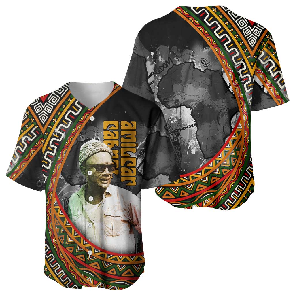 Amilcar Cabral Baseball Jersey African Map with Chains Freedom Theme Revolutionary Liberation Tribute - African Pride