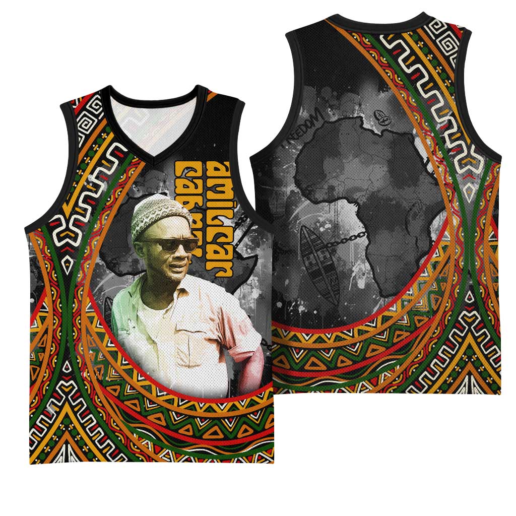 Amilcar Cabral Basketball Jersey African Map with Chains Freedom Theme Revolutionary Liberation Tribute - African Pride