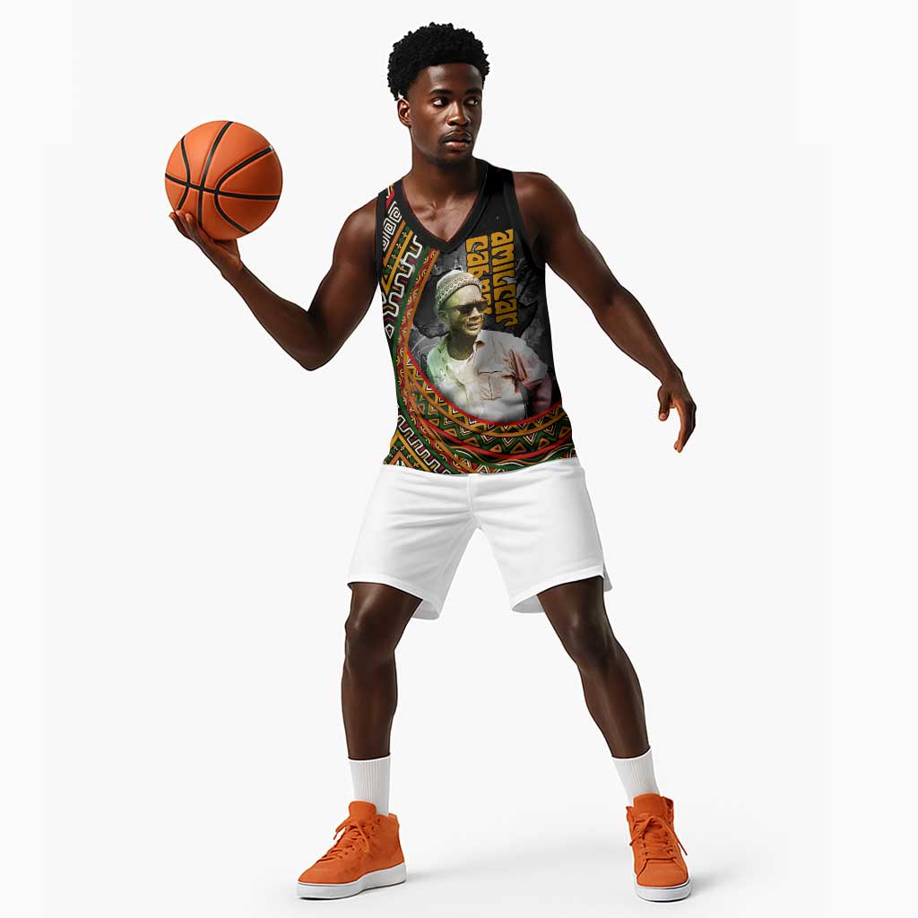 Amilcar Cabral Basketball Jersey African Map with Chains Freedom Theme Revolutionary Liberation Tribute - African Pride