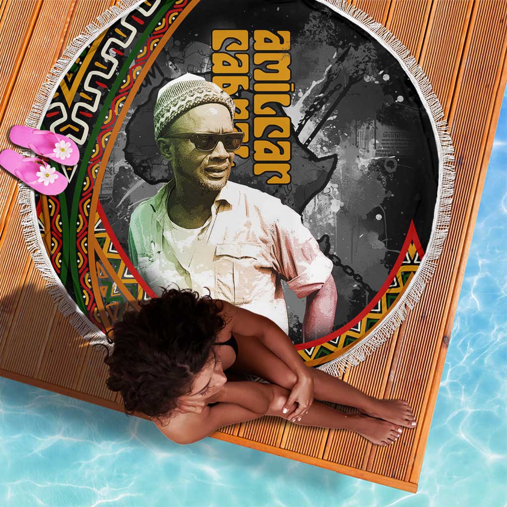 Amilcar Cabral Beach Blanket African Map with Chains Freedom Theme Revolutionary Liberation Tribute - African Pride