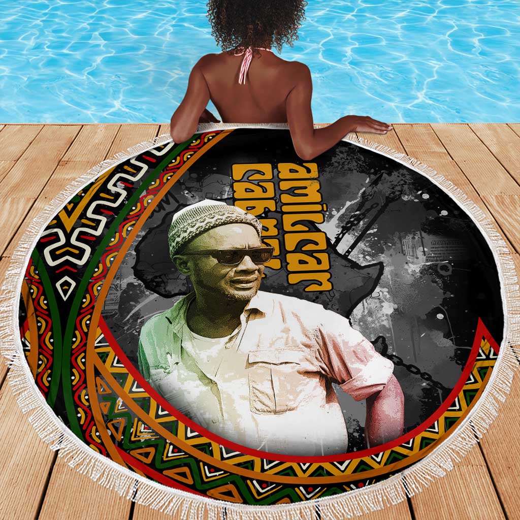 Amilcar Cabral Beach Blanket African Map with Chains Freedom Theme Revolutionary Liberation Tribute - African Pride