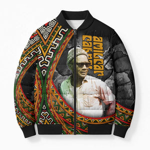 Amilcar Cabral Bomber Puffer Jacket African Map with Chains Freedom Theme Revolutionary Liberation Tribute - African Pride