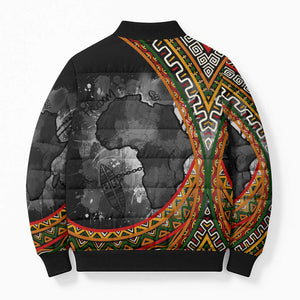 Amilcar Cabral Bomber Puffer Jacket African Map with Chains Freedom Theme Revolutionary Liberation Tribute - African Pride