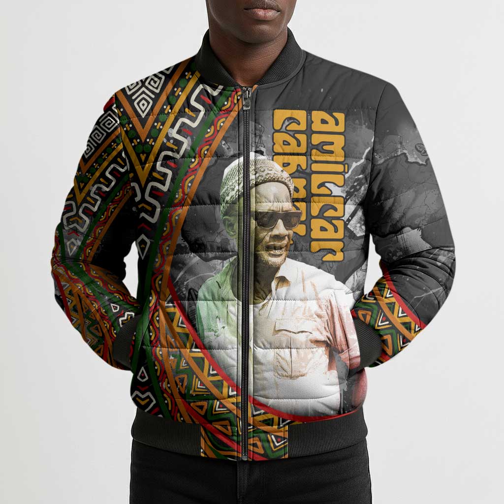 Amilcar Cabral Bomber Puffer Jacket African Map with Chains Freedom Theme Revolutionary Liberation Tribute - African Pride