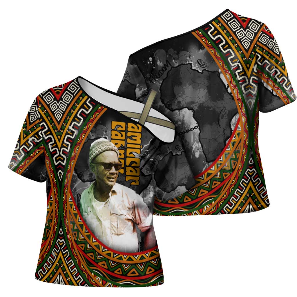 Amilcar Cabral Cross Shoulder Shirt African Map with Chains Freedom Theme Revolutionary Liberation Tribute - African Pride