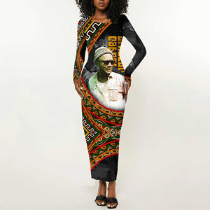 Amilcar Cabral Long Sleeve Bodycon Dress African Map with Chains Freedom Theme Revolutionary Liberation Tribute - African Pride