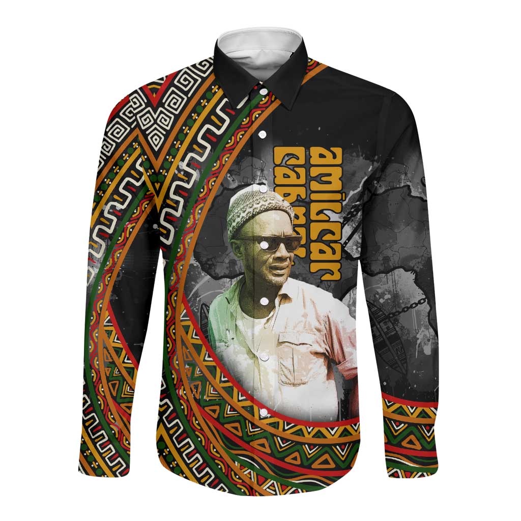 Amilcar Cabral Long Sleeve Button Shirt African Map with Chains Freedom Theme Revolutionary Liberation Tribute - African Pride