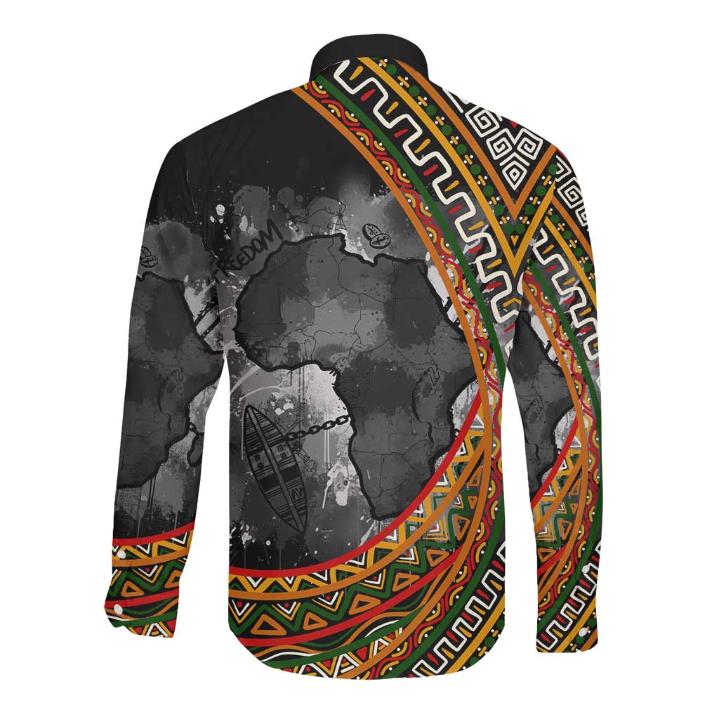 Amilcar Cabral Long Sleeve Button Shirt African Map with Chains Freedom Theme Revolutionary Liberation Tribute - African Pride