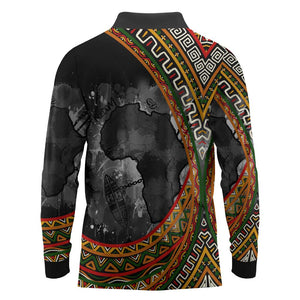 Amilcar Cabral Long Sleeve Polo Shirt African Map with Chains Freedom Theme Revolutionary Liberation Tribute - African Pride