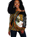 Amilcar Cabral Off Shoulder Sweater African Map with Chains Freedom Theme Revolutionary Liberation Tribute - African Pride