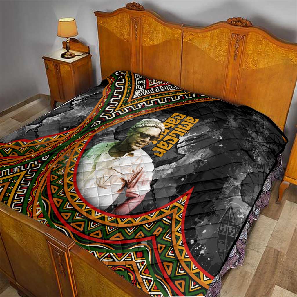Amilcar Cabral Quilt African Map with Chains Freedom Theme Revolutionary Liberation Tribute - African Pride