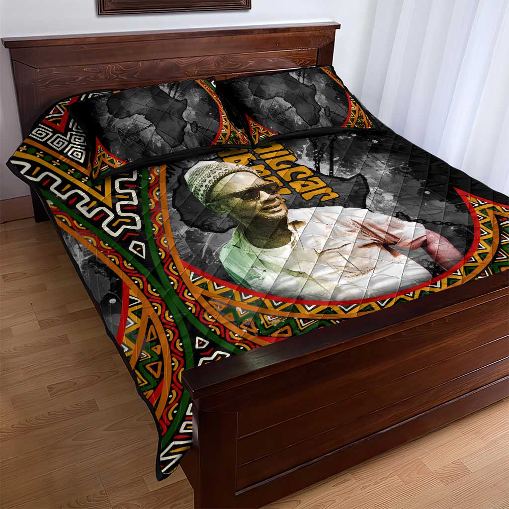 Amilcar Cabral Quilt Bed Set African Map with Chains Freedom Theme Revolutionary Liberation Tribute - African Pride