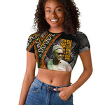 Amilcar Cabral Raglan Cropped T shirt African Map with Chains Freedom Theme Revolutionary Liberation Tribute - African Pride