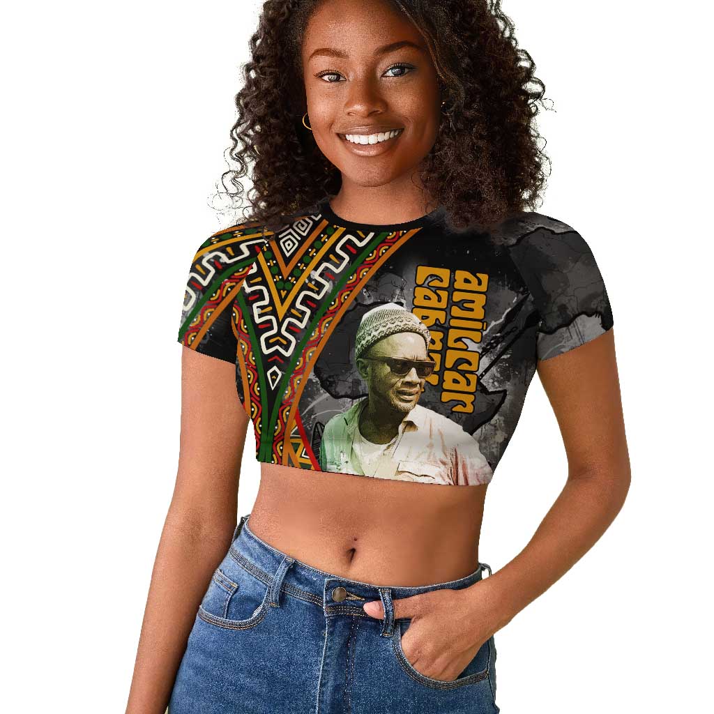 Amilcar Cabral Raglan Cropped T shirt African Map with Chains Freedom Theme Revolutionary Liberation Tribute - African Pride