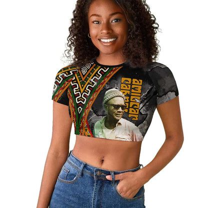 Amilcar Cabral Raglan Cropped T shirt African Map with Chains Freedom Theme Revolutionary Liberation Tribute - African Pride