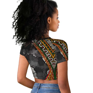 Amilcar Cabral Raglan Cropped T shirt African Map with Chains Freedom Theme Revolutionary Liberation Tribute - African Pride