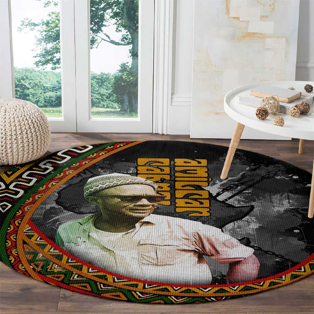 Amilcar Cabral Round Carpet African Map with Chains Freedom Theme Revolutionary Liberation Tribute - African Pride
