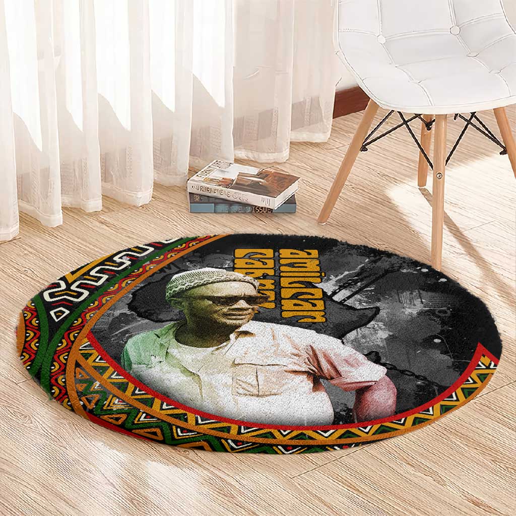 Amilcar Cabral Round Carpet African Map with Chains Freedom Theme Revolutionary Liberation Tribute - African Pride